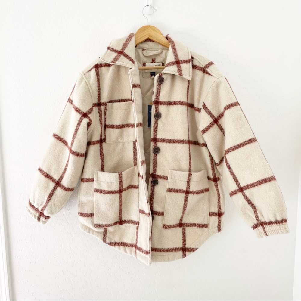 Universal Thread quilted oversized plaid shirt ja… - image 1